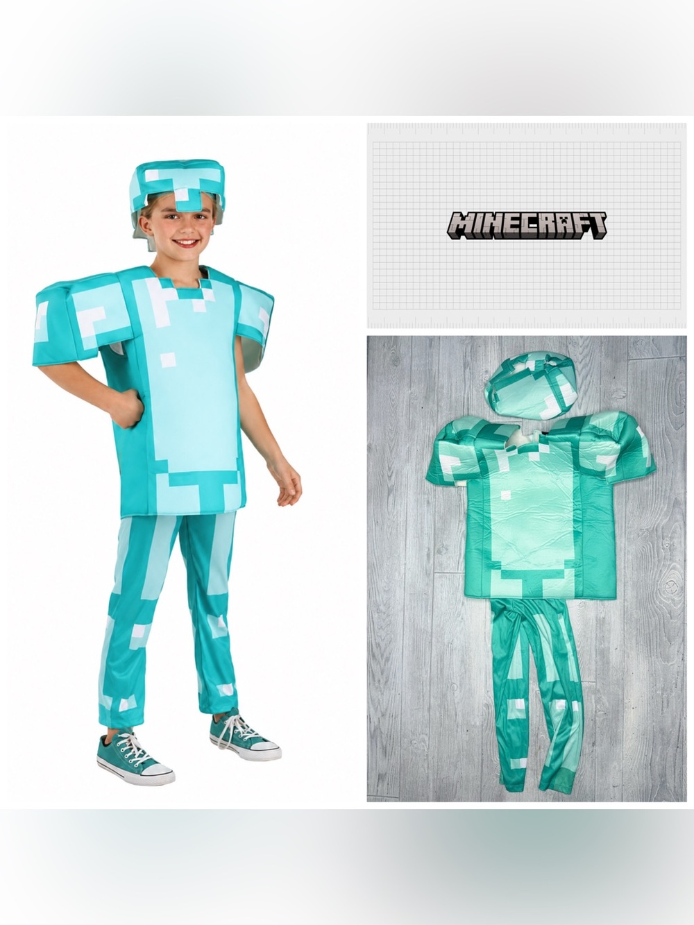 Deluxe Minecraft Armor Kid's halloween Costume dress up cosplay med 8